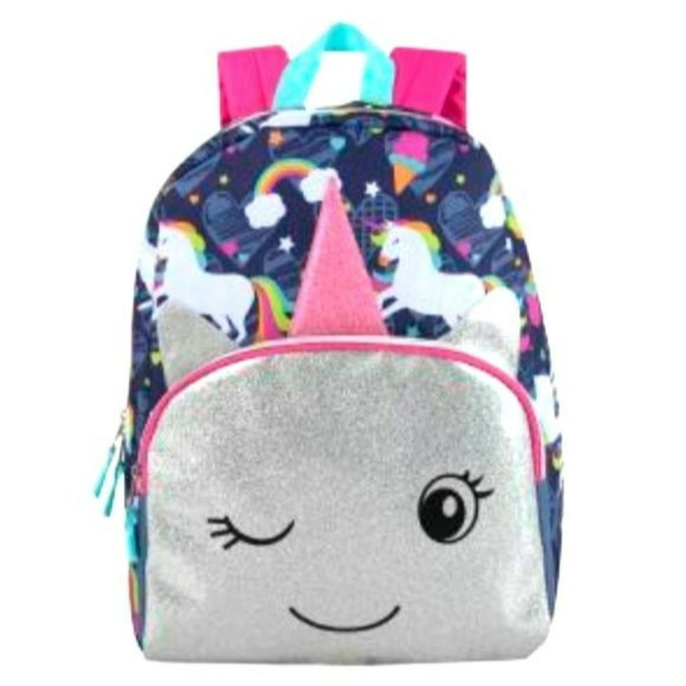 Madison & Dakota Trialmaker Winking Unicorn Glitter Backpack Pink Blue Girls NWT
